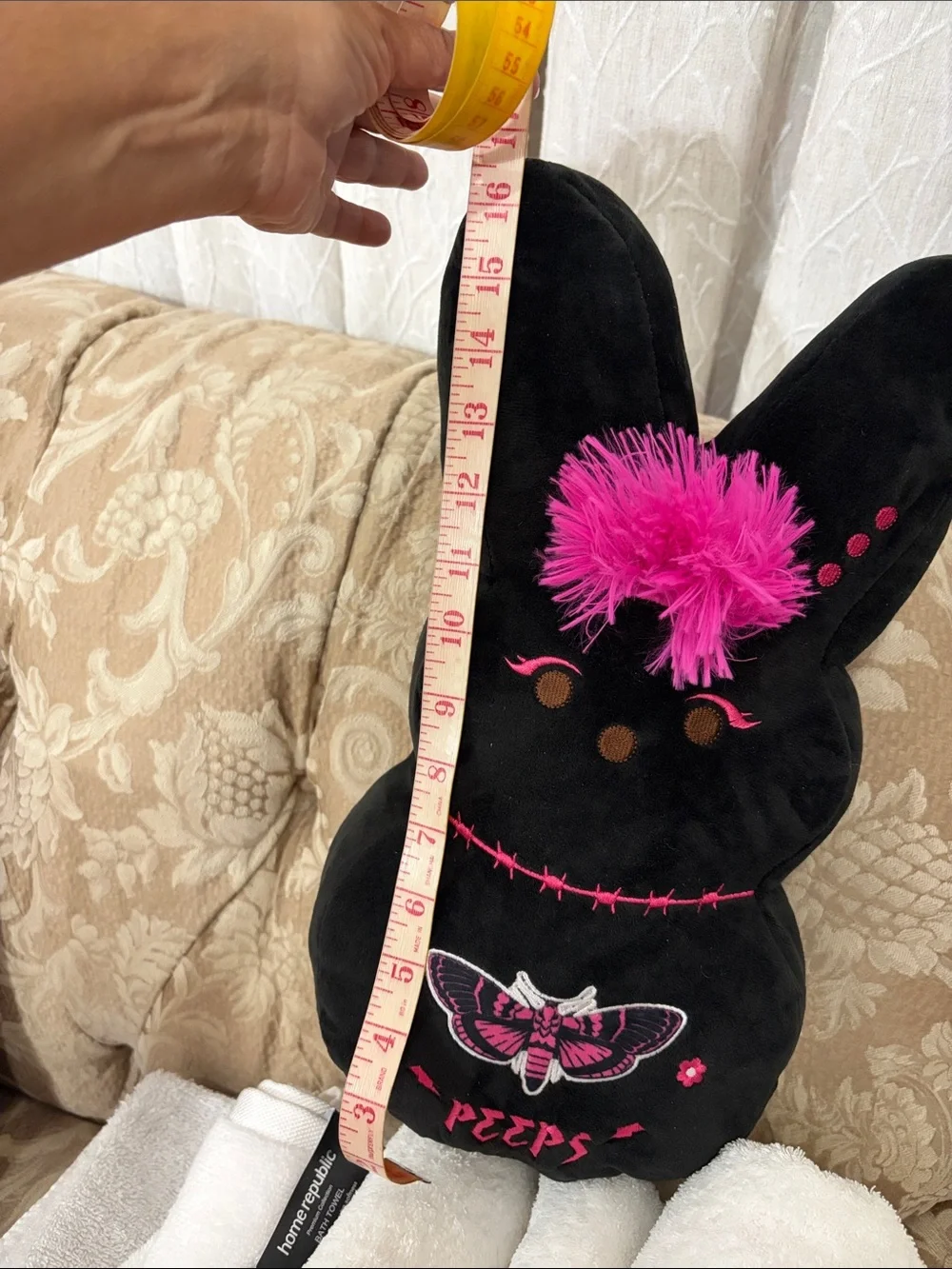 PEEPS Black Plush Peeps Bunny with Hot Pink Accents PreOwned Rabbit